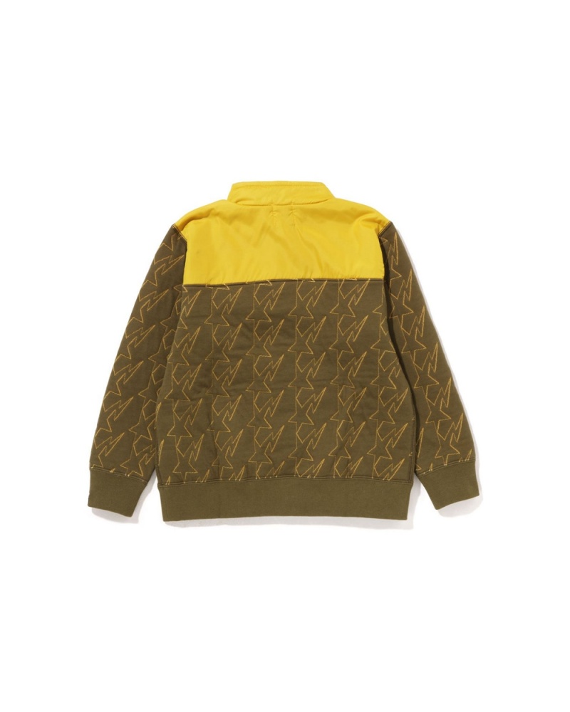 Vêtements D'extérieur Bape STA Quilting Ape Head Half Snap Sweat Kaki Foncé Enfant | OSL-80072623